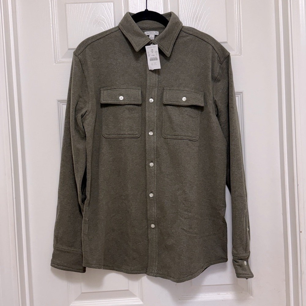 NWT Crewcuts Kids' Heavyweight Seaboard Soft-Knit Shirt in Heather Loden Green - Picture 3 of 8